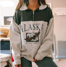 Load image into Gallery viewer, Vintage Turn Down Collar Half Zipper Sweatshirt