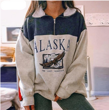 Load image into Gallery viewer, Vintage Turn Down Collar Half Zipper Sweatshirt
