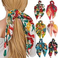 Load image into Gallery viewer, Tropical Ribbon Velvet Hair Scarf Scrunchies