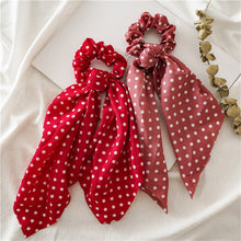 Load image into Gallery viewer, Solid Color Polka Dot Hair Scarf Scrunchies