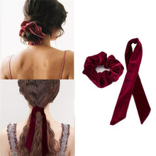 Load image into Gallery viewer, 2 Styles Ribbon Velvet Hair Scarf Scrunchies