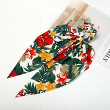 Load image into Gallery viewer, Tropical Ribbon Velvet Hair Scarf Scrunchies
