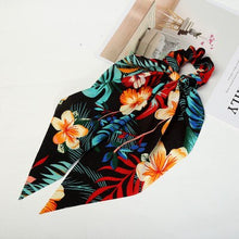 Load image into Gallery viewer, Tropical Ribbon Velvet Hair Scarf Scrunchies