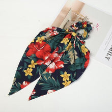 Load image into Gallery viewer, Tropical Ribbon Velvet Hair Scarf Scrunchies