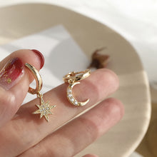Load image into Gallery viewer, Moon &amp; Stars Dangle Earrings
