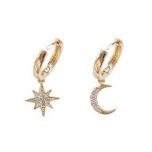 Load image into Gallery viewer, Moon &amp; Stars Dangle Earrings