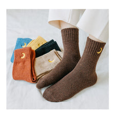 Load image into Gallery viewer, Moon Embroidery Cotton Thick Socks