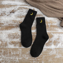 Load image into Gallery viewer, Moon Embroidery Cotton Thick Socks