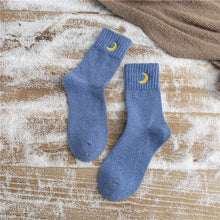Load image into Gallery viewer, Moon Embroidery Cotton Thick Socks