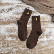 Load image into Gallery viewer, Moon Embroidery Cotton Thick Socks