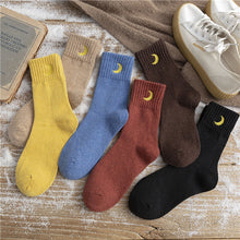 Load image into Gallery viewer, Moon Embroidery Cotton Thick Socks
