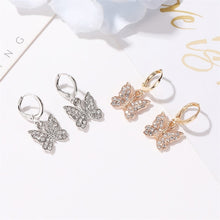 Load image into Gallery viewer, Butterfly Crytal Dangle Earrings