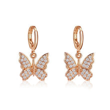 Load image into Gallery viewer, Butterfly Crytal Dangle Earrings