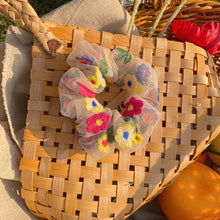 Load image into Gallery viewer, Floral Embroidery Mesh Scrunchies