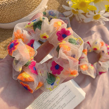 Load image into Gallery viewer, Floral Embroidery Mesh Scrunchies