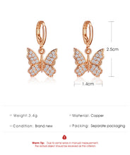 Load image into Gallery viewer, Butterfly Crytal Dangle Earrings